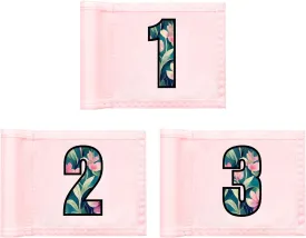 Golf Flag 8x6 Inch  420D Nylon Double-Sided Mini Pin Flag with Tube Inset, Practice Putting Green Flags for Yard (Numbered Pink - Set of 3)