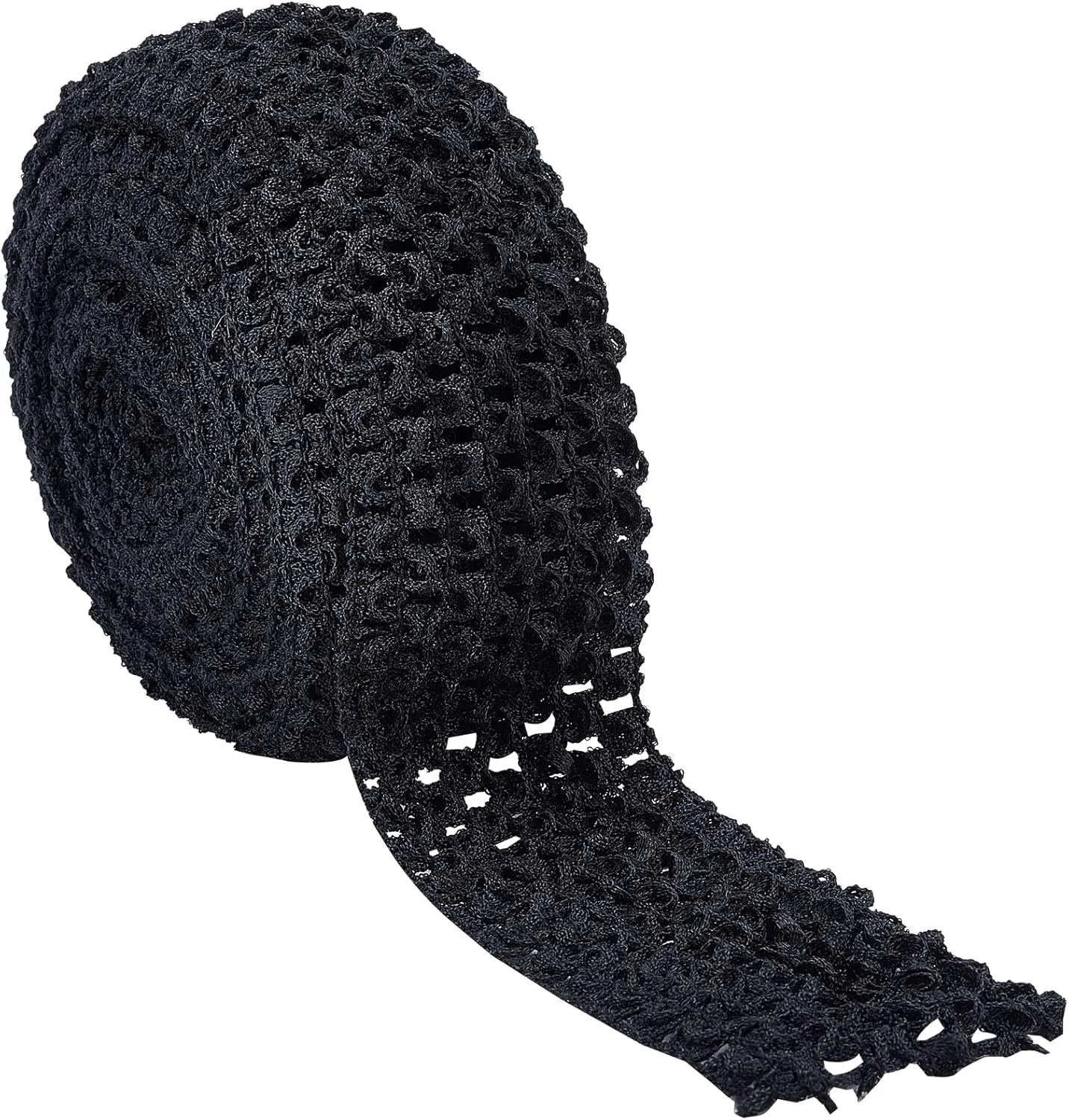 GORGECRAFT 1 Roll 5.5 Yards Wide Elastic Crochet Headband Ribbon 2.2" Crochet Stretch Trim Fabric for Hair Accessories Tube Top, Black