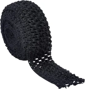 GORGECRAFT 1 Roll 5.5 Yards Wide Elastic Crochet Headband Ribbon 2.2" Crochet Stretch Trim Fabric for Hair Accessories Tube Top, Black