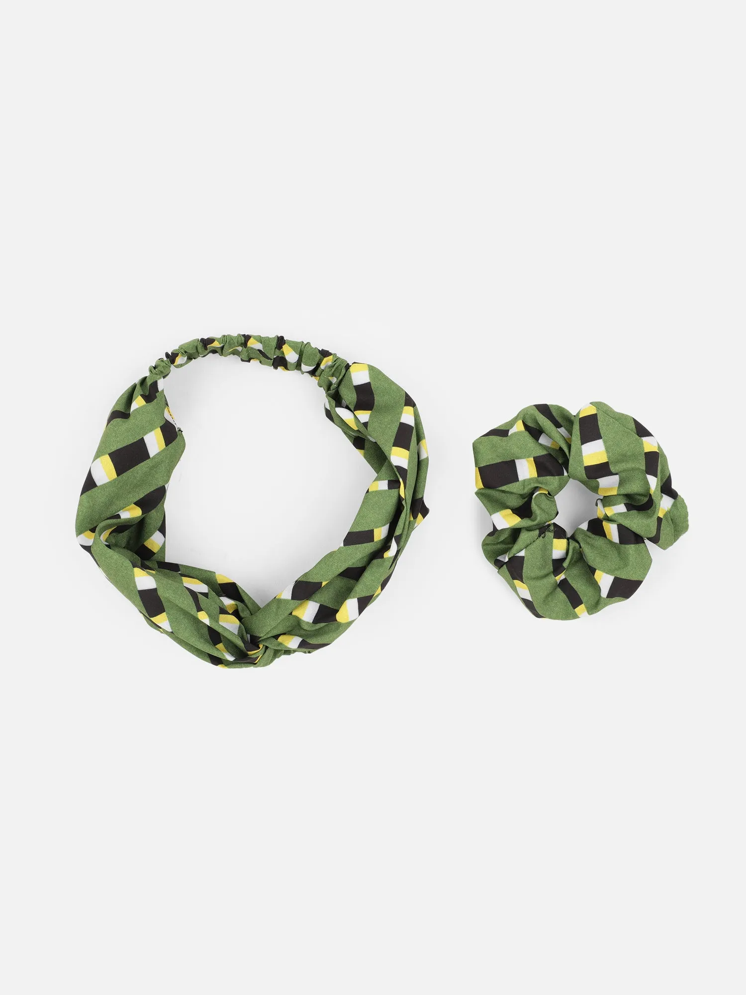 Green Printed Headband and Scrunchy Combo Set