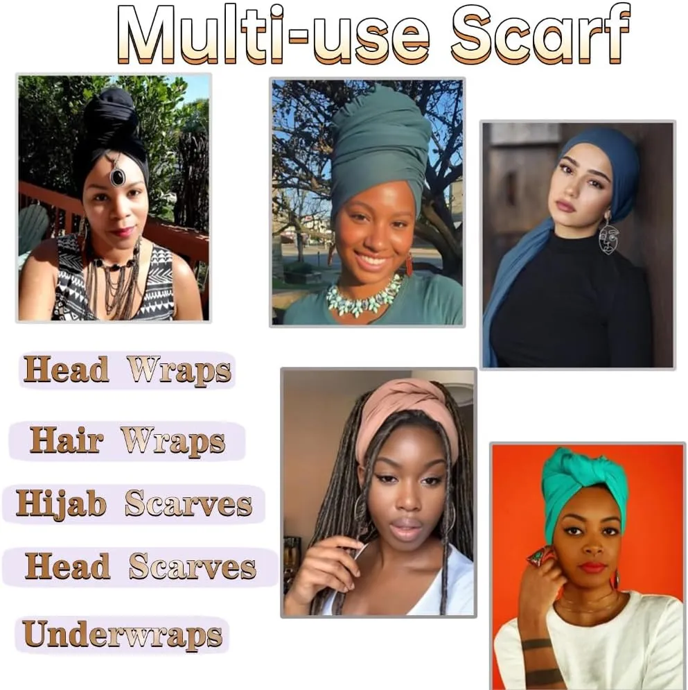 Head Wraps for Black Women Breathable Headwraps Scarf Long Hair Wraps Soft Wide Headbands Headscarves for Locs