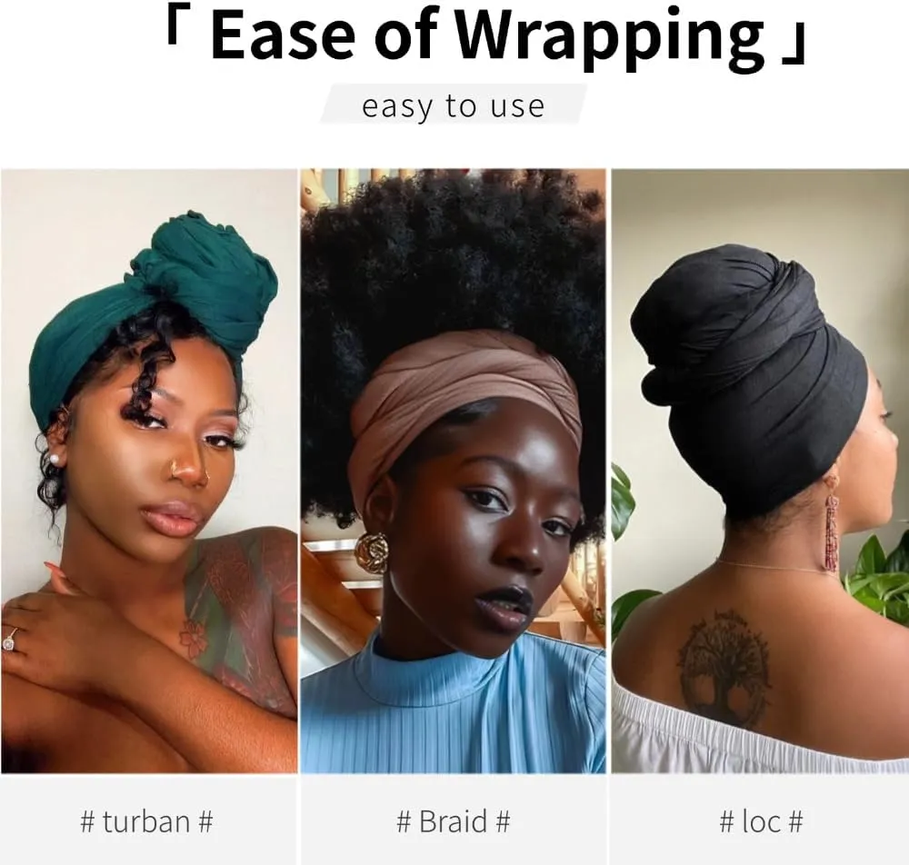Head Wraps for Black Women Breathable Headwraps Scarf Long Hair Wraps Soft Wide Headbands Headscarves for Locs