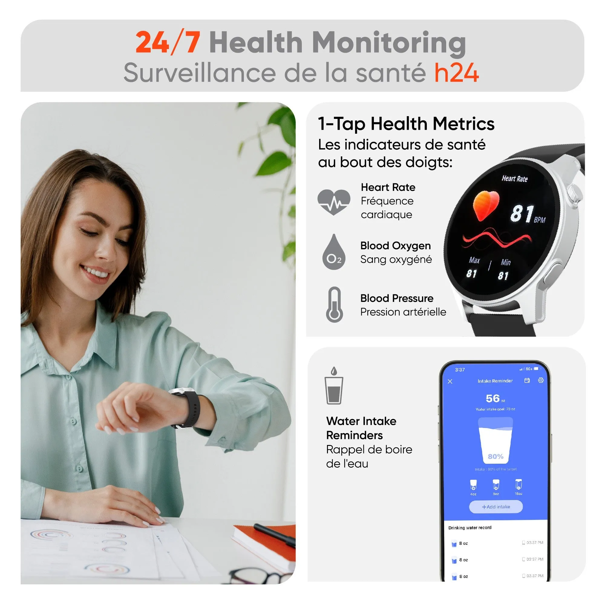 HyperGear Activ8 Smartwatch   Fitness Tracker - 15-13613