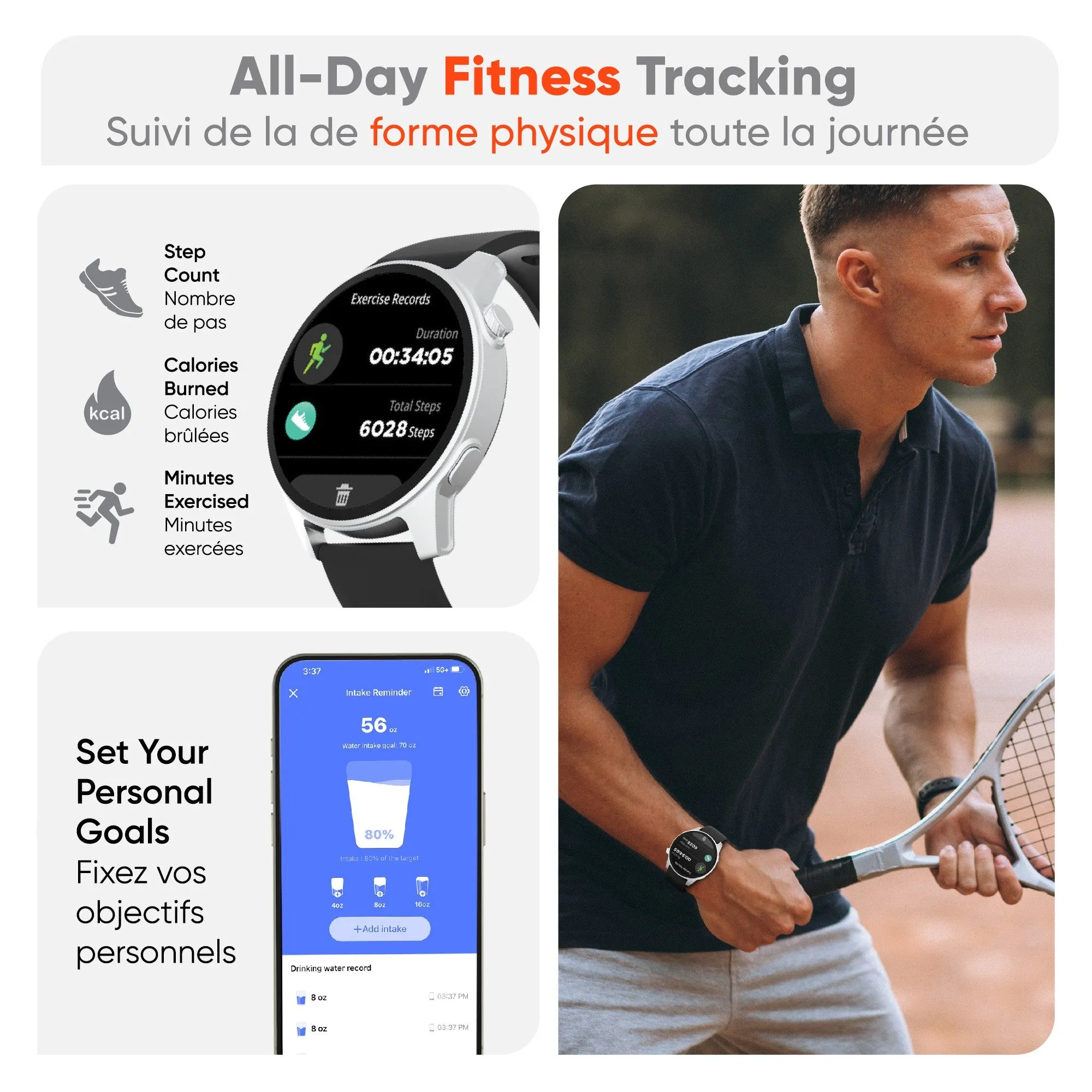 HyperGear Activ8 Smartwatch   Fitness Tracker - 15-13613