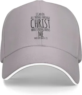 I Can Do All Things Through Christ, Christian God Baseball Caps Men Women Ball Hat Adjustable Trucker Hat Cowboy Hat