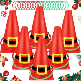 Jenaai 26 Pcs Easter Ring Toss Game Outdoor Carnival Party Games Include 6 Pcs Plastic Cones 20 Pcs Toss Rings for Boys Girls Adult School Family Garden Throwing Toy Supply
