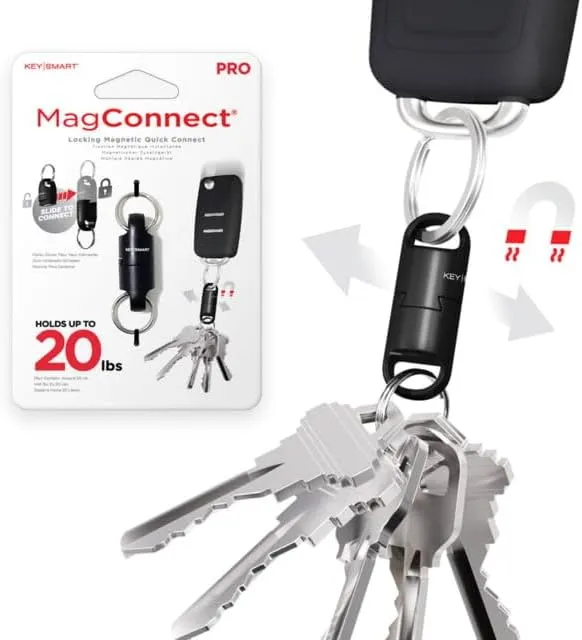 KeySmart MagConnect Pro Magnetic Key Holder for Purse, Key Chains for Car Keys - Detachable Key Ring Quick Release Keychain