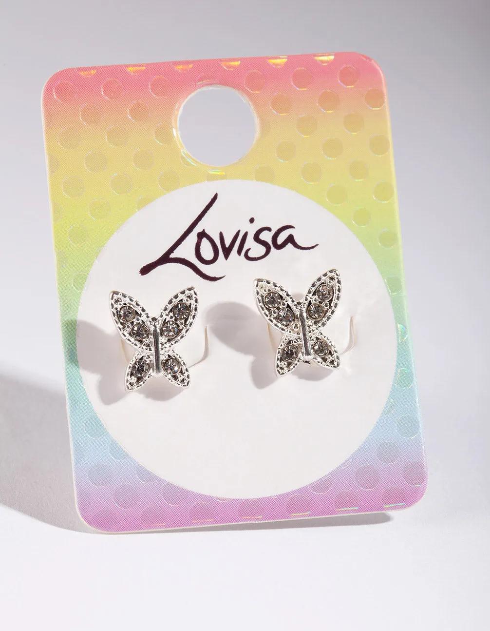Kids Crystal Butterfly Clip-On Earrings