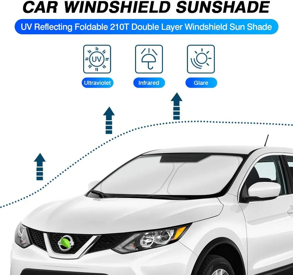 KUST Windshield Sun Shade for 2017-2024 Nissan Rogue Sport Accessories (Not for Rogue) Sunshade Foldable Sun Visor Protector Blocks UV Rays Keep Your Car Cooler