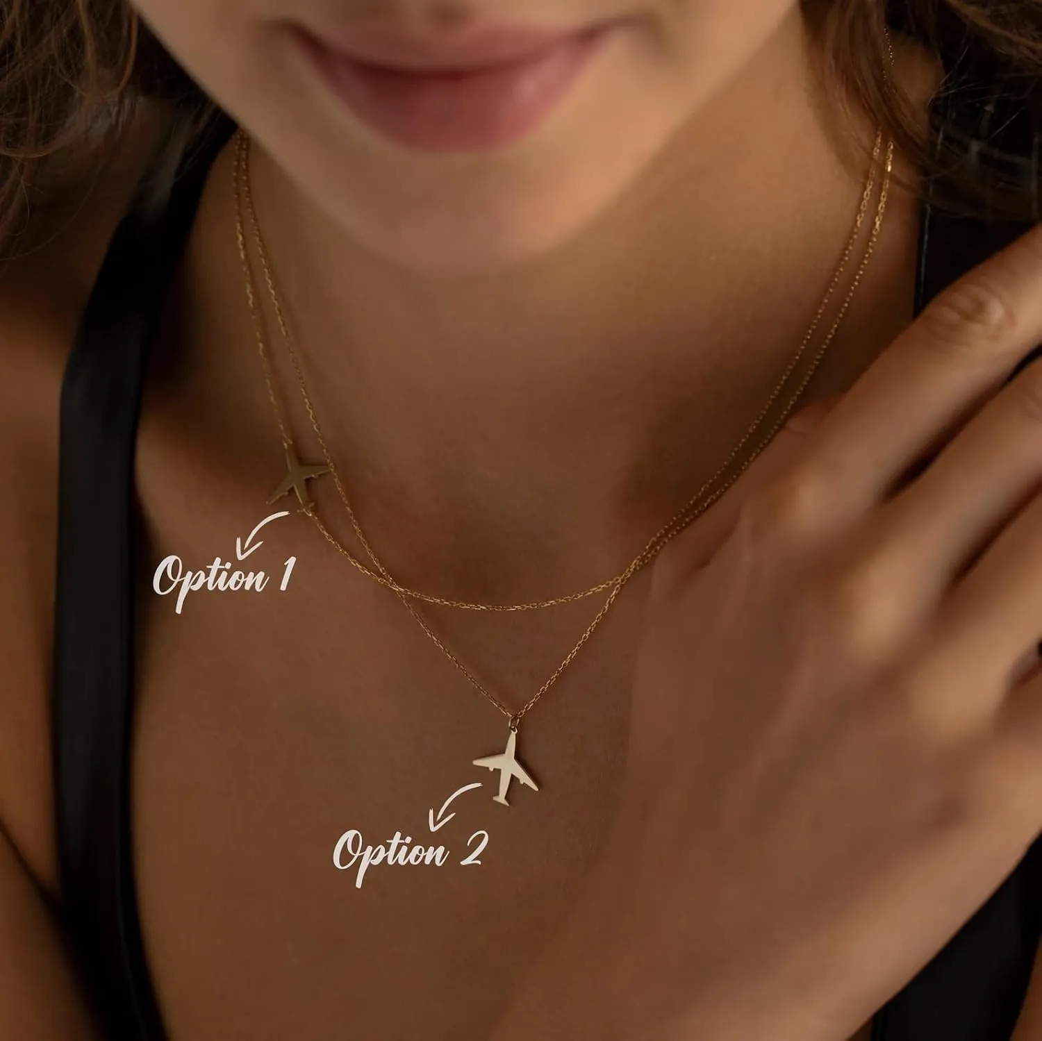 Kyerlyn Necklace for Women, Dainty Airplane/Swallow/Lightning Necklace Sideways Necklace Pendant Trendy Adjustable Chain Simple Choker Everyday Gifts