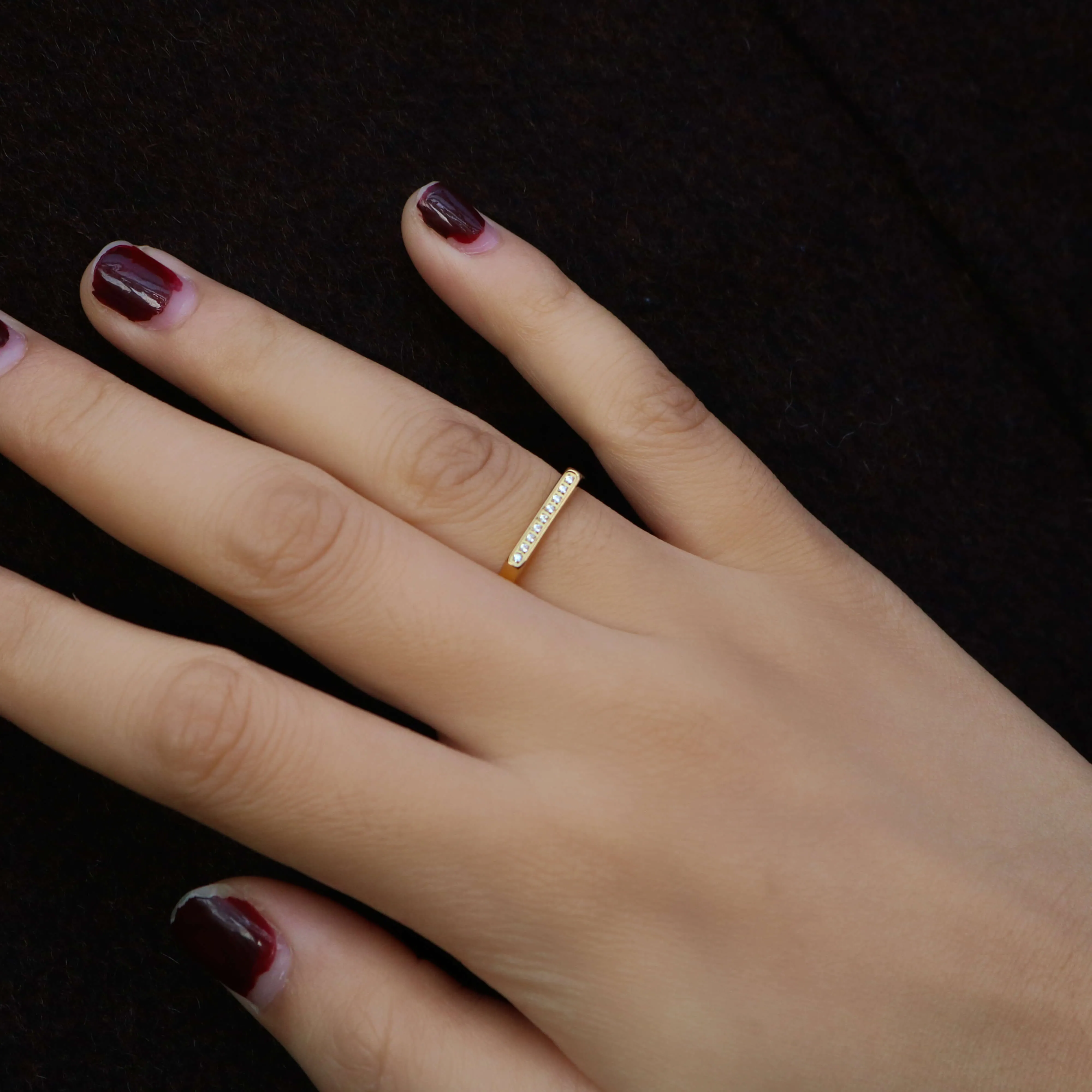 Linear Diamond Bar Ring