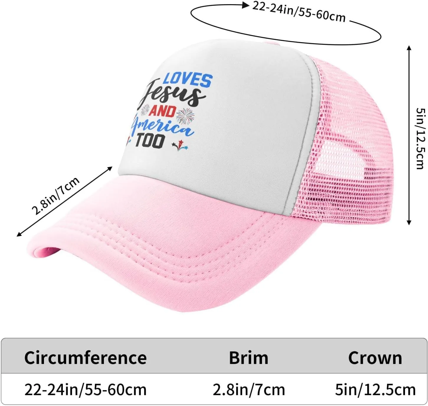 Loves Jesus and America Too Mesh Hat 4th of July Independence Day Hat Men Women Patriotic American Summer Cap Black