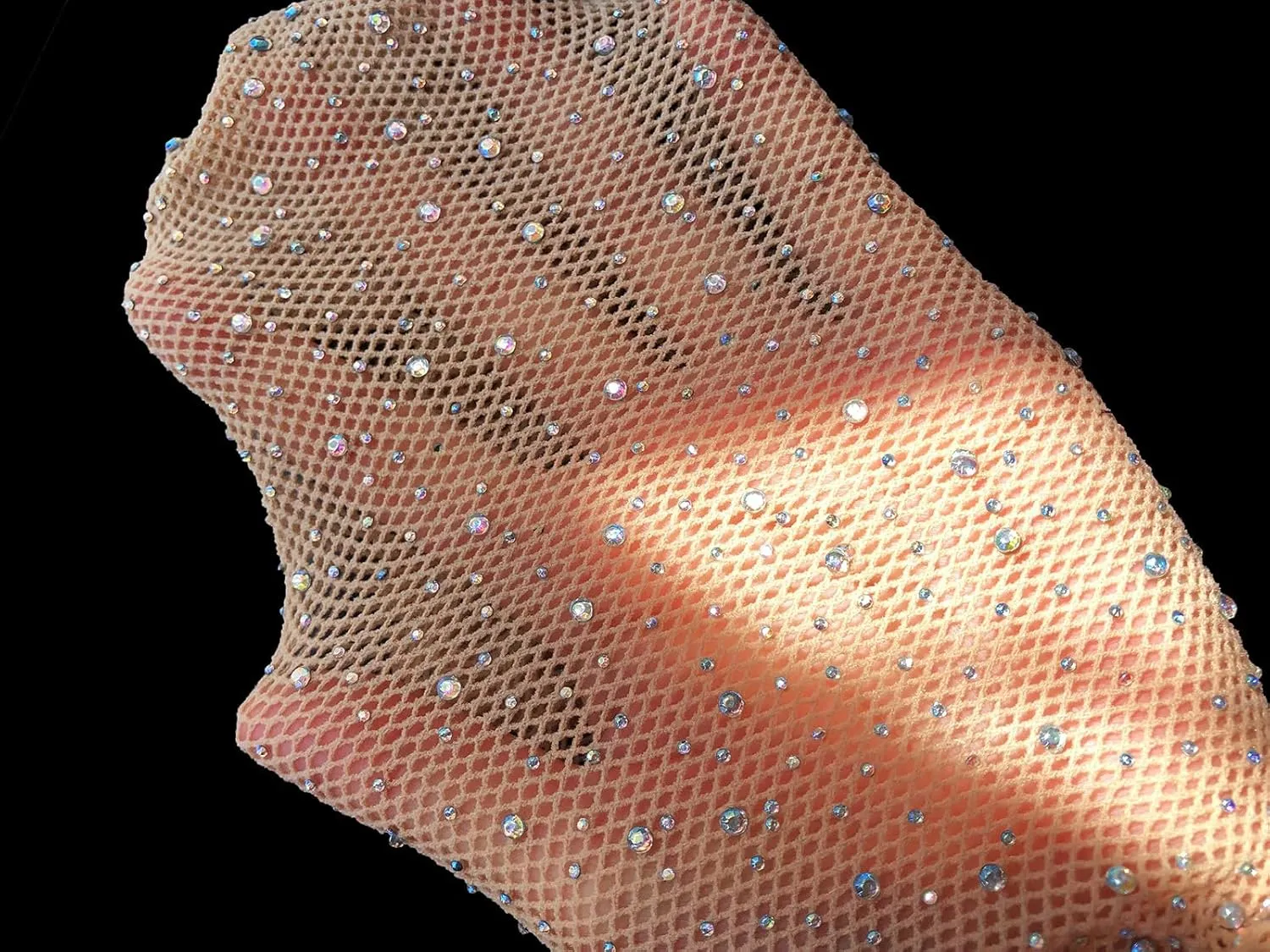 LUCKELF Sexy High Waist Tights Sparkle Rhinestone Fishnets Party Rhinestone Mesh Stockings
