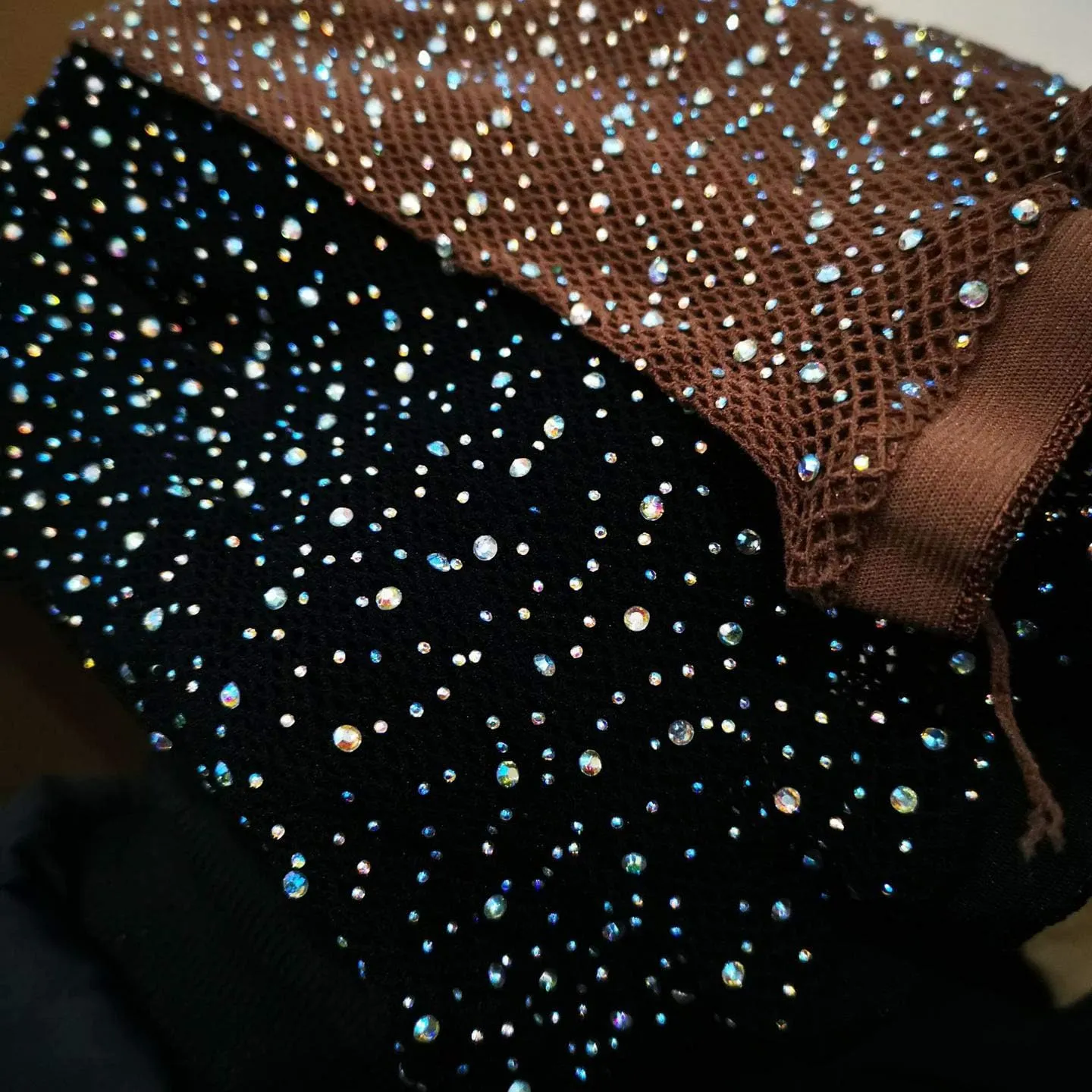 LUCKELF Sexy High Waist Tights Sparkle Rhinestone Fishnets Party Rhinestone Mesh Stockings