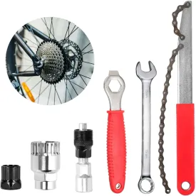 Mountain Bike Repair Tool Kit, Including Crank Extractor, Chain Remover, Bottom Bracket Remover, Freewheel Chain Whip, 15MM Wrench, 16MM Spanner