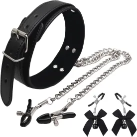 Nipple Clamps with Chain Necklace for Women Non Piercing Adjustable Choker Body Chain Fake Nipple Piercing Jewelry