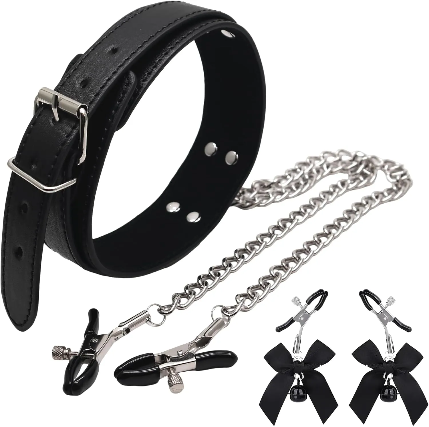 Nipple Clamps with Chain Necklace for Women Non Piercing Adjustable Choker Body Chain Fake Nipple Piercing Jewelry