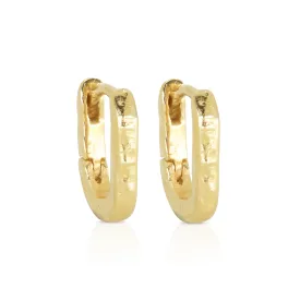 Paperclip Textured Gold Huggies - Small