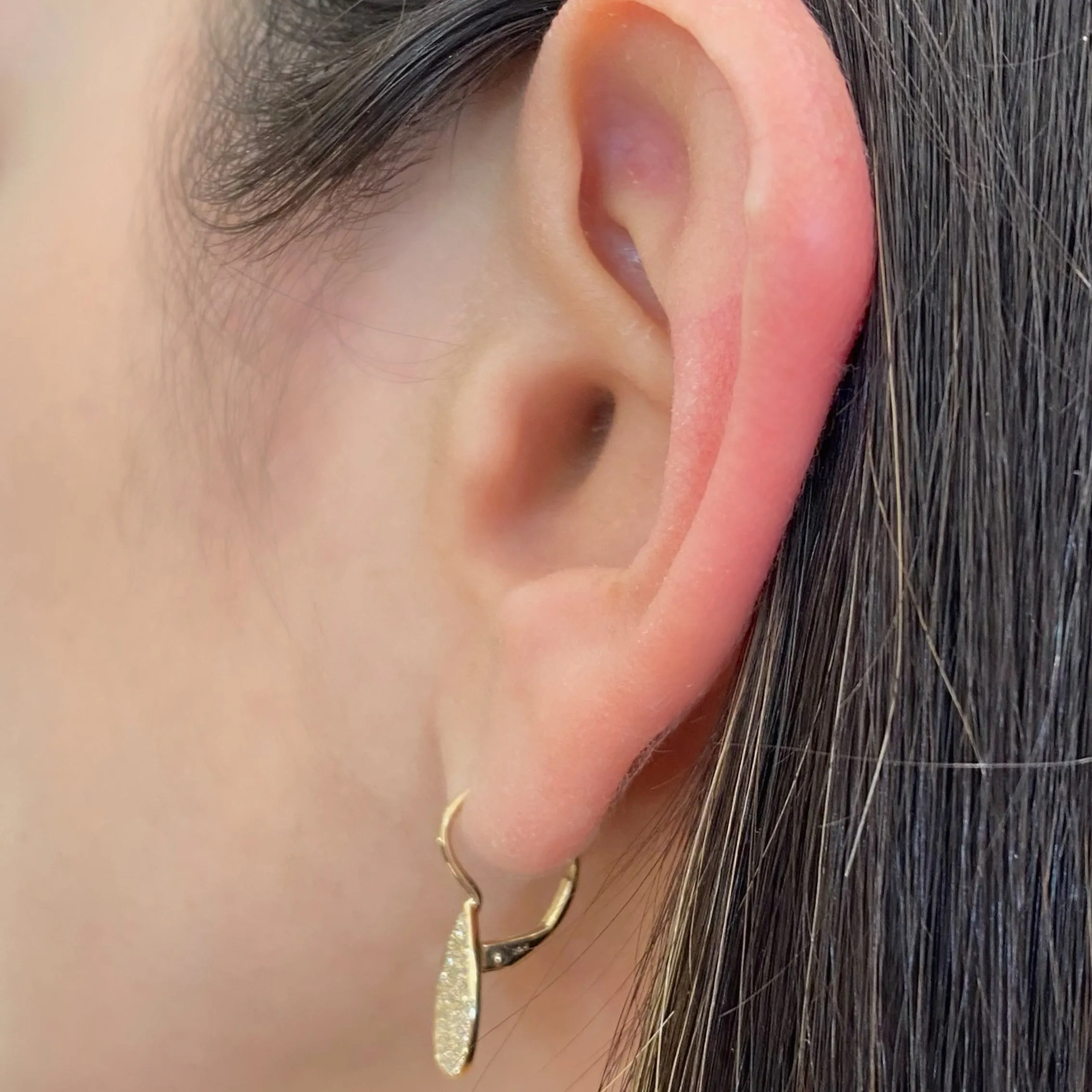 Pave Diamond Teardrop Lever-Back Earrings