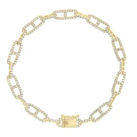 Pave Diamond Tri-Link Bracelet