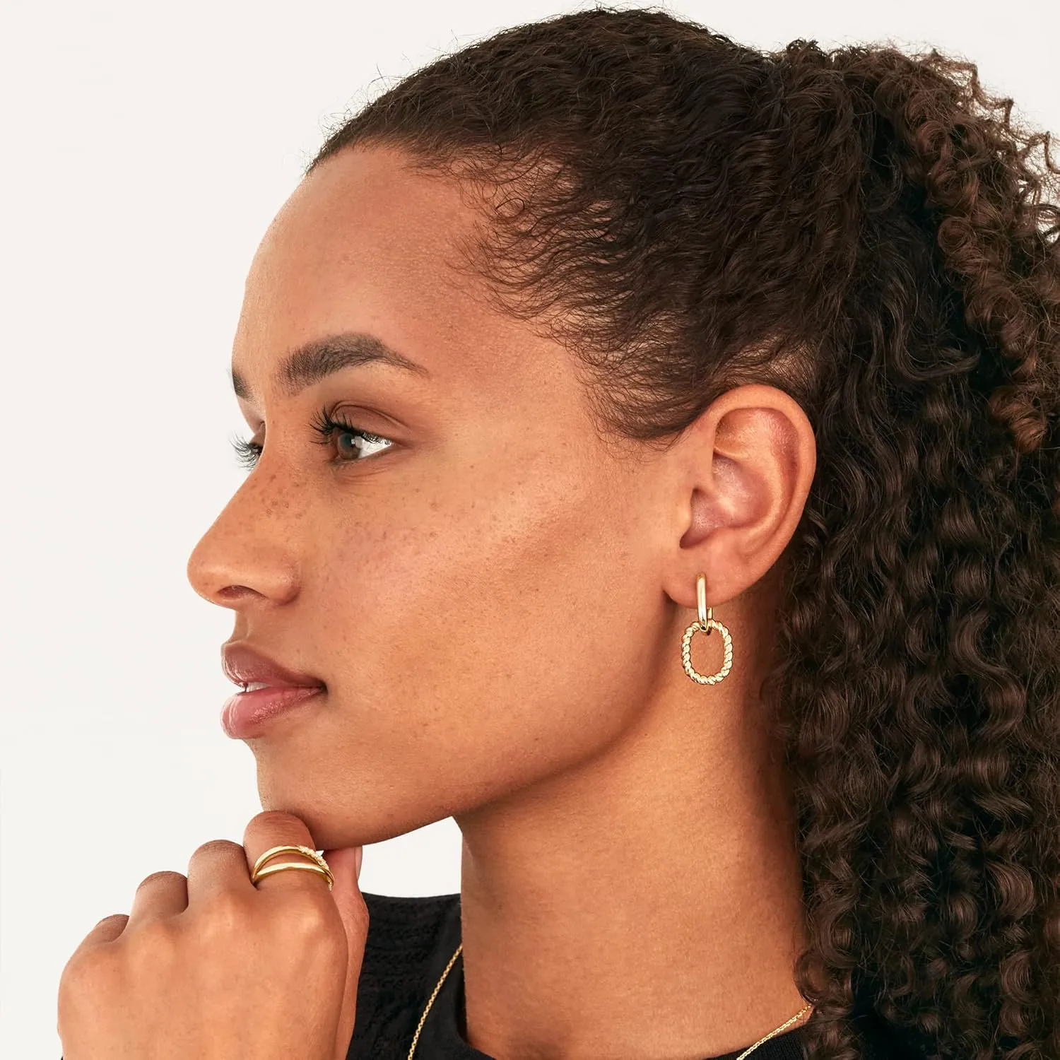 PAVOI 14K Gold Plated Convertible Paperclip Link Huggie Hoop Earrings for Women - Earscape Statement Jewelry - Trendy Cubic Zirconia Two-Toned Rope Drop Dangle Earrings