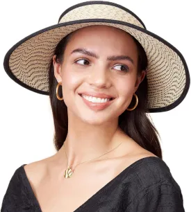 Pineapple&Star Vienna Visor Womens Summer Sun Straw Packable UPF 50  Beach Hat