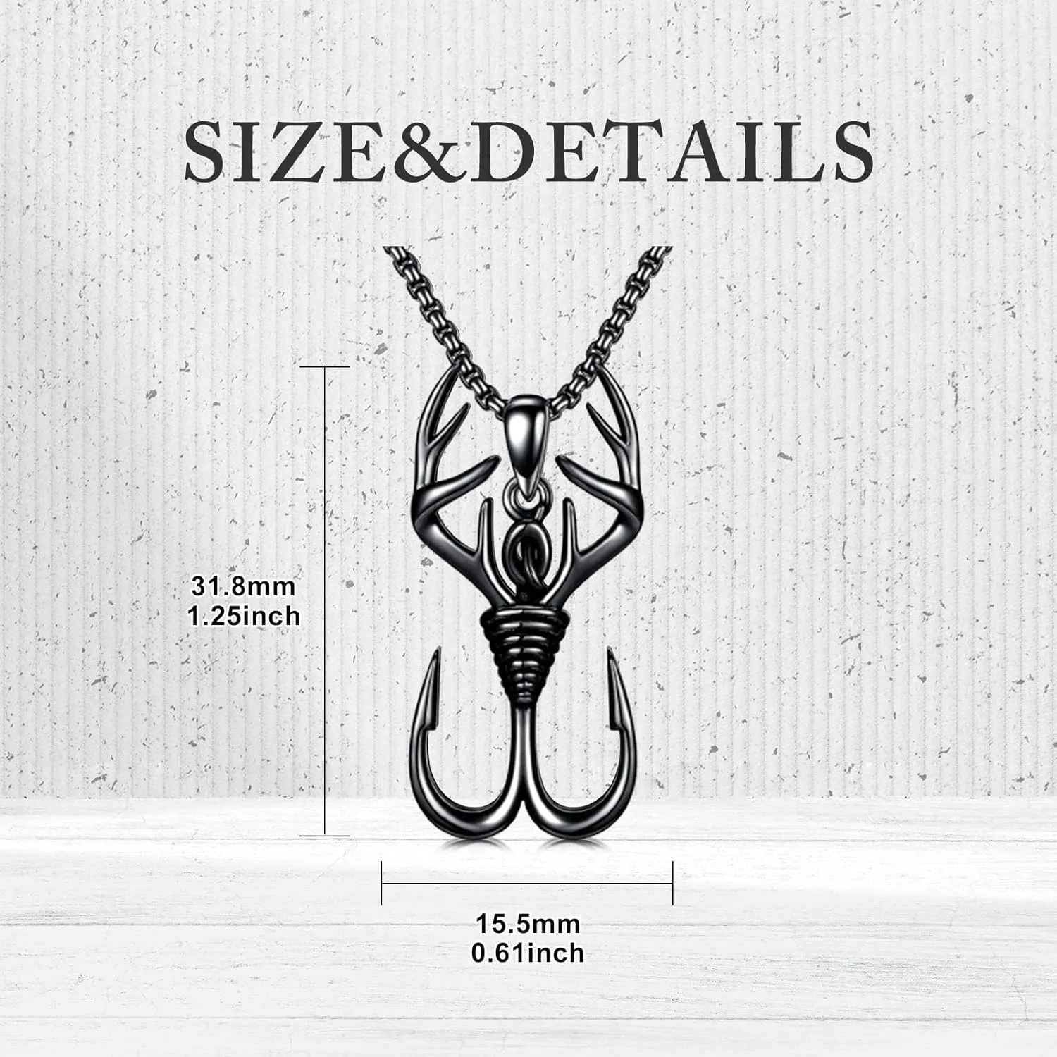 PROESS Fish Hook Necklace for Men 925 Sterling Silver Antler Duck Pendant Necklace Antler Fish Hook Hunting Jewelry Gifts for Father