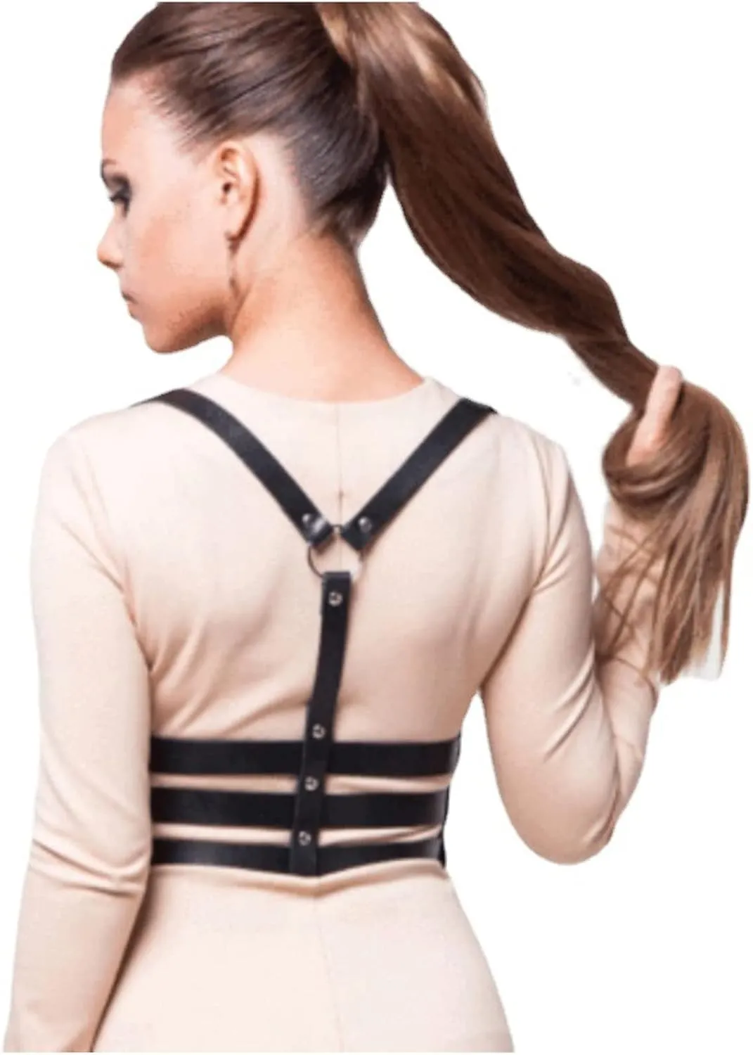 Punk Belt Black Pu Leather Harness Belt for Women Goth Body Adjustable Waist Belts Rave Halloween Dresses Party Accessories