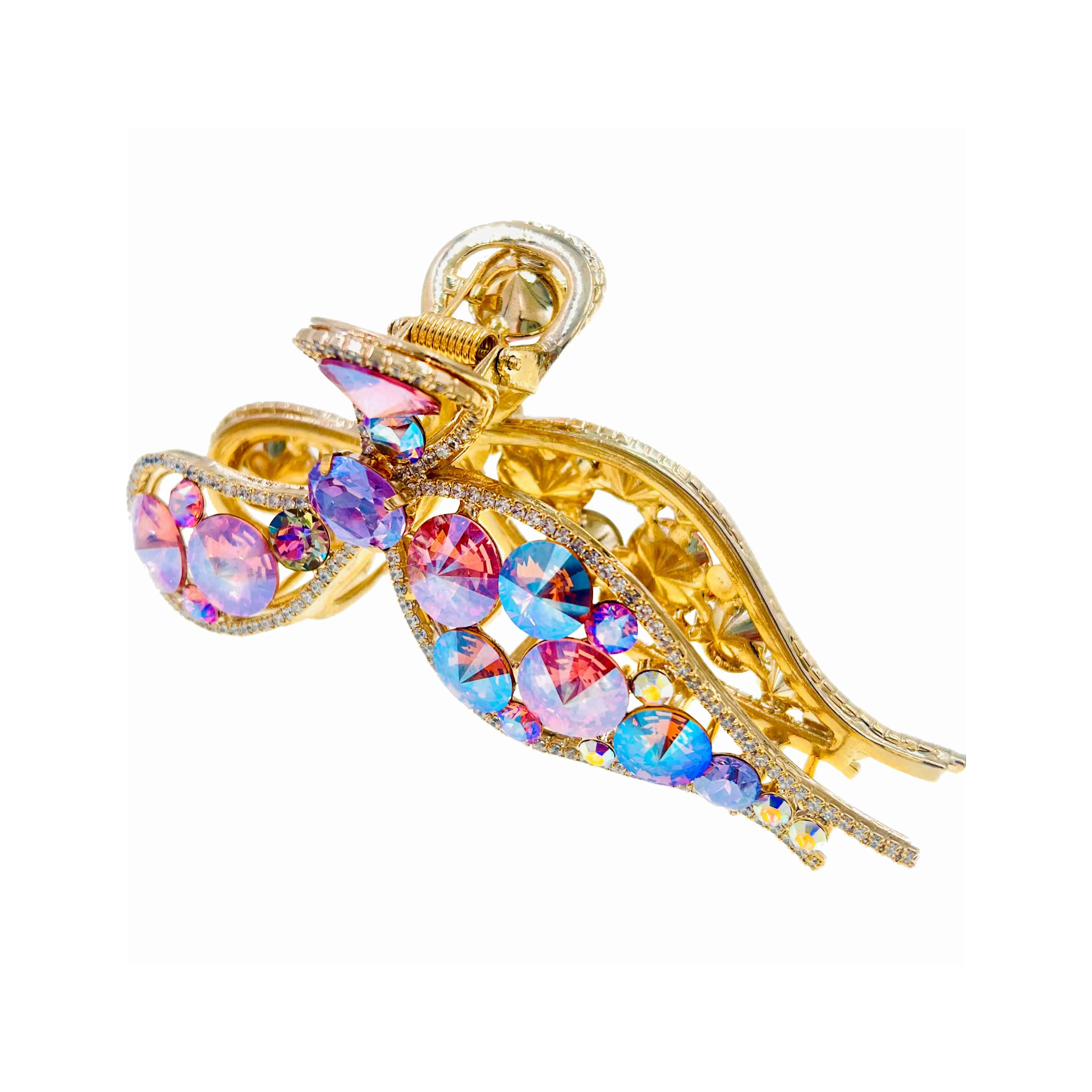 Purple Dream Butterfly Bow Hair Claw Clip Jaw Swarovski Crystals Large Size