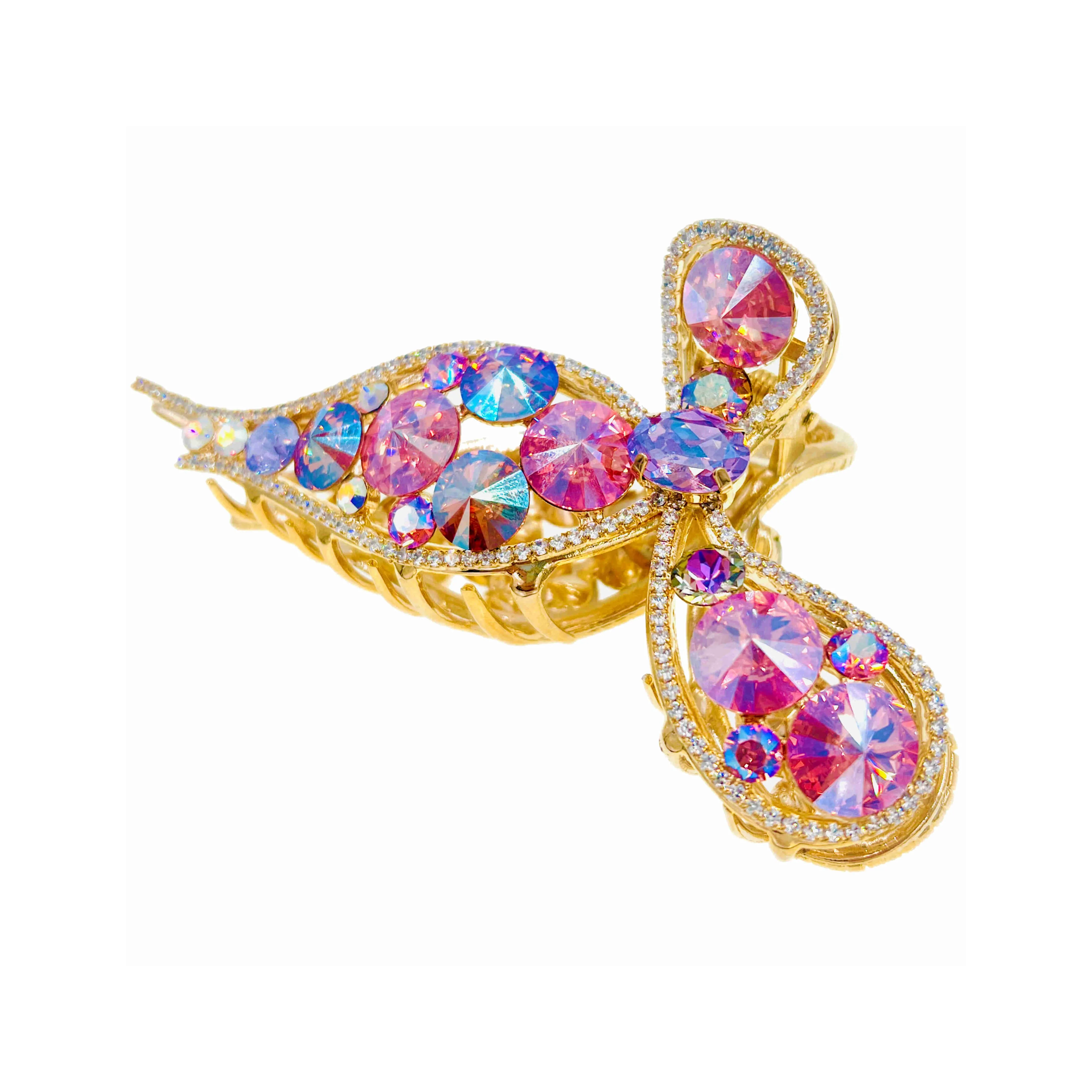 Purple Dream Butterfly Bow Hair Claw Clip Jaw Swarovski Crystals Large Size
