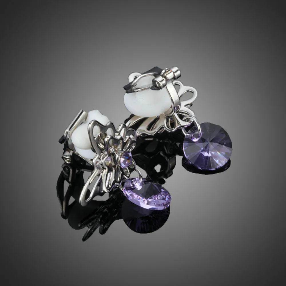 Rhinestone Butterfly Clip Earrings