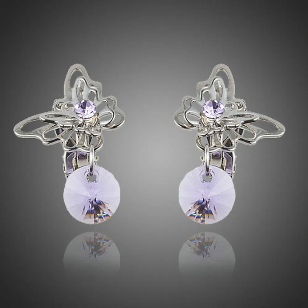Rhinestone Butterfly Clip Earrings