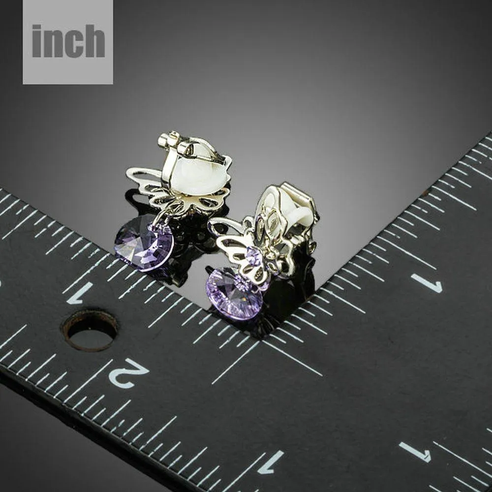 Rhinestone Butterfly Clip Earrings