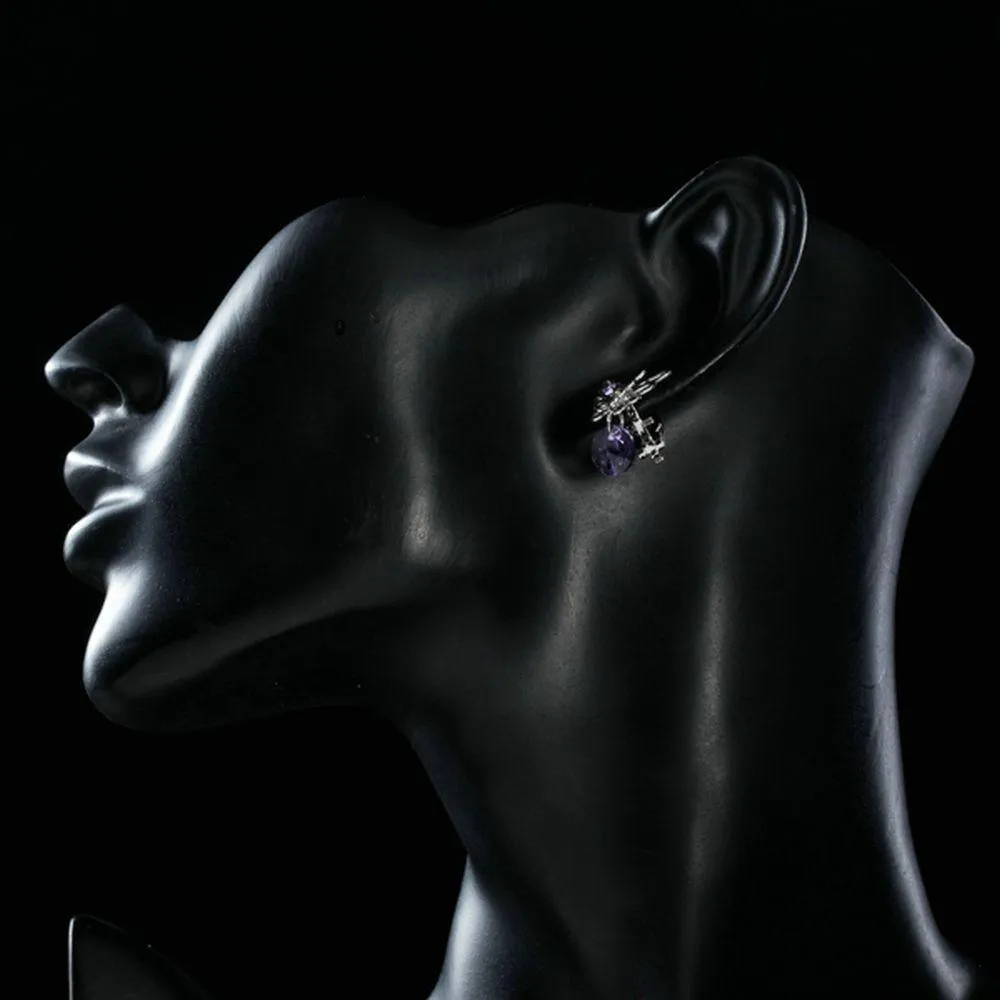 Rhinestone Butterfly Clip Earrings