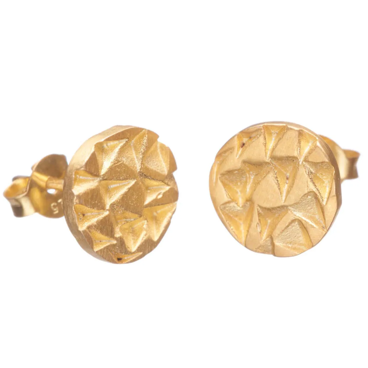 Round Texture Gold Stud Earrings