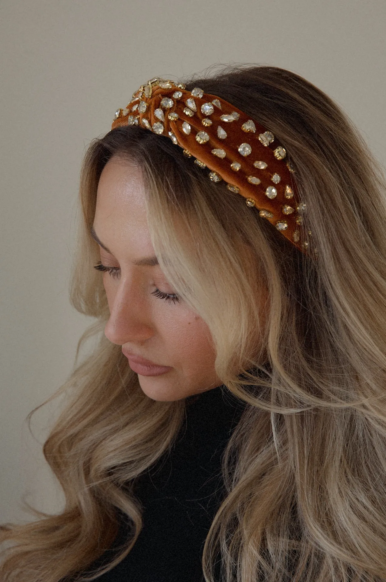 Rust Velvet Jeweled Headband