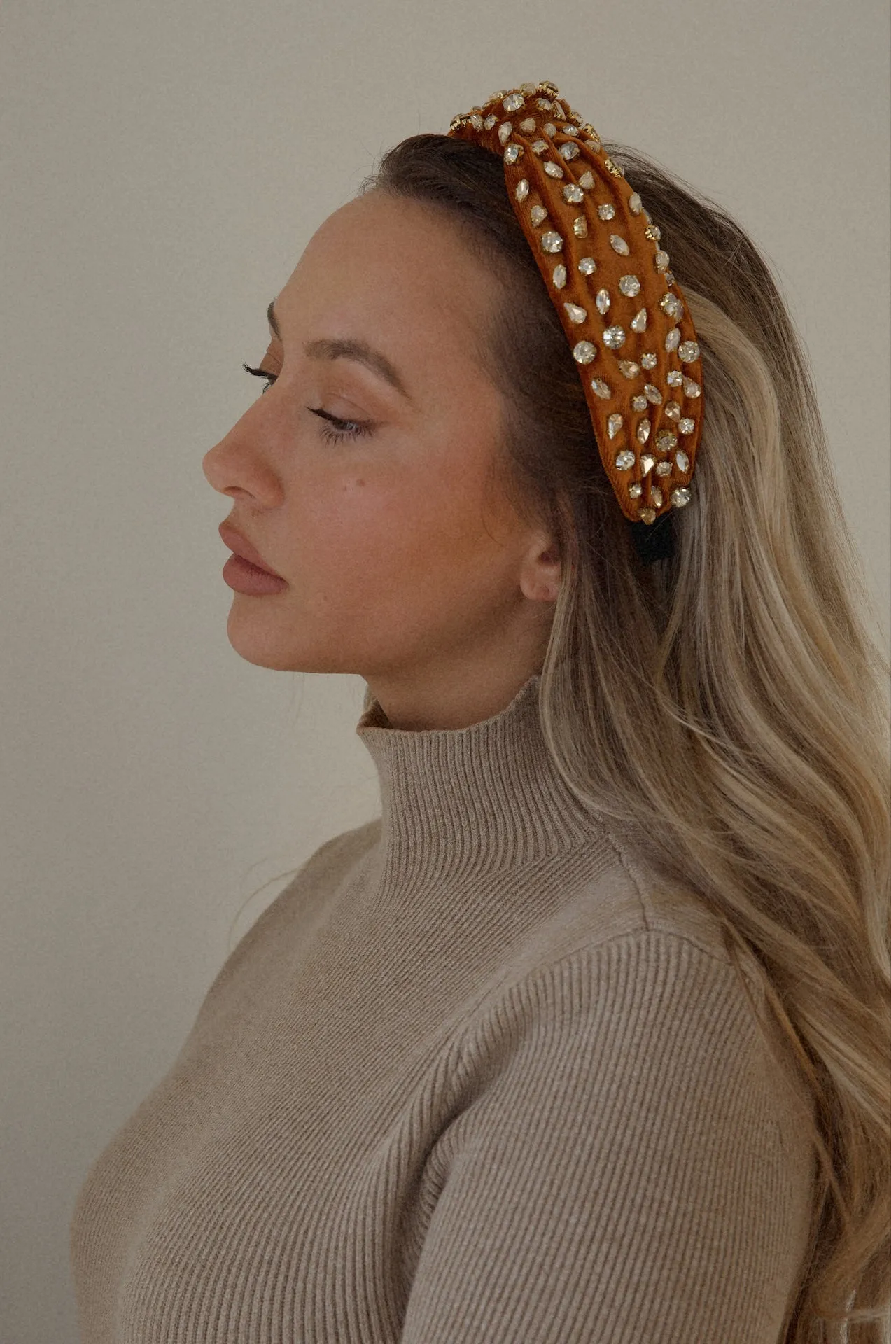 Rust Velvet Jeweled Headband