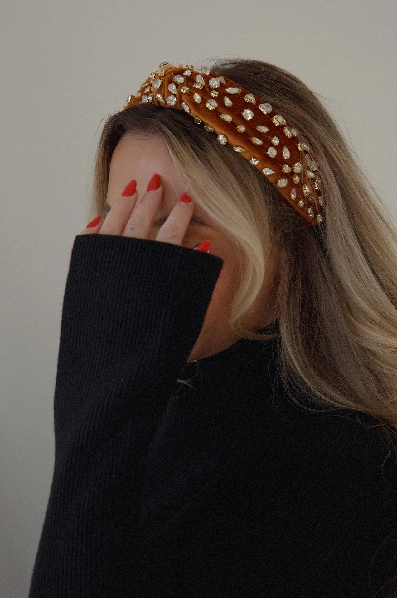 Rust Velvet Jeweled Headband