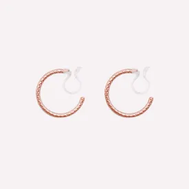 SMALL TEXTURED HOOP CLIP-ON EARRINGS IN ROSE GOLD