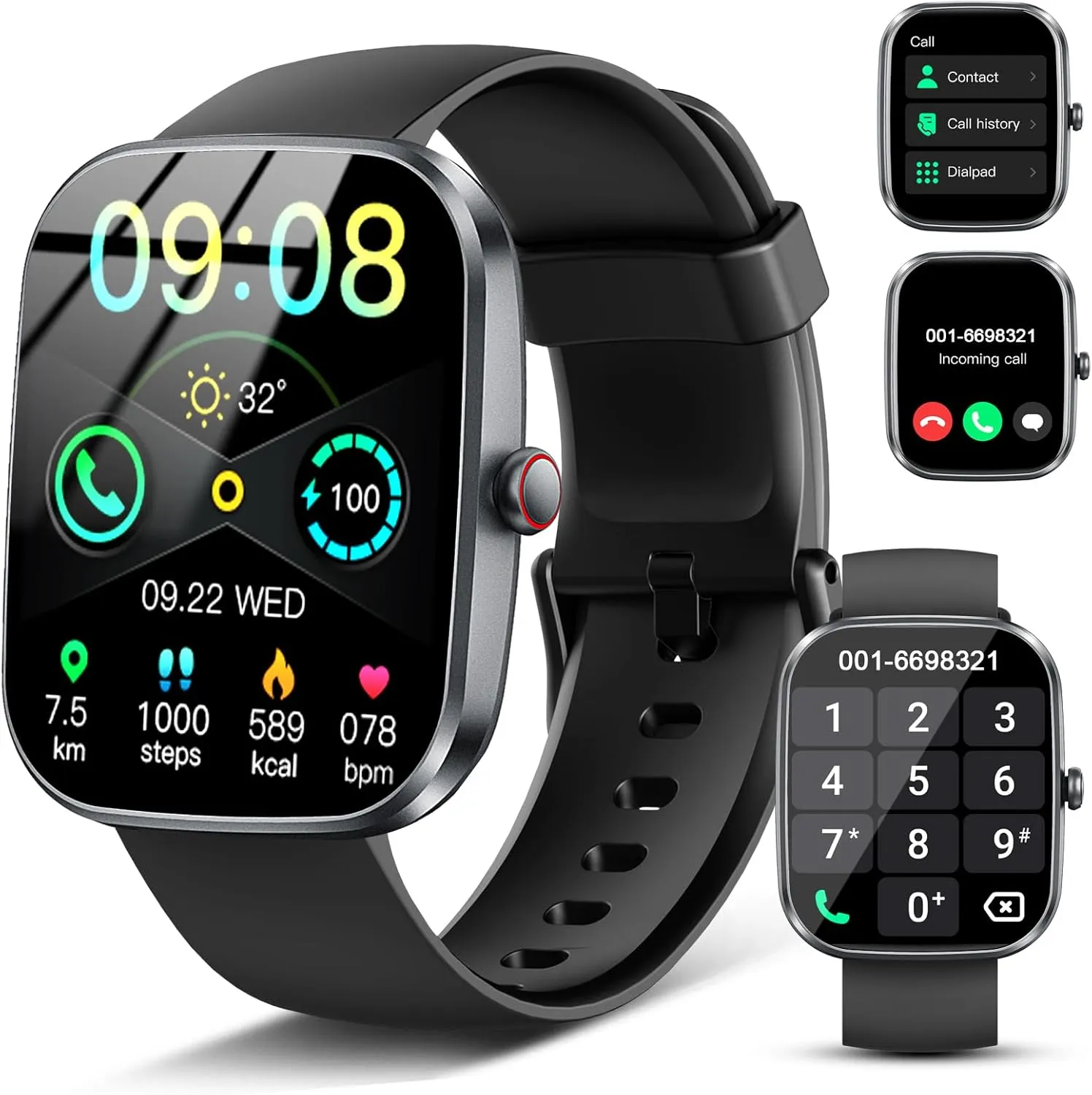 Smart Watch(Answer/Make Call), 1.91" Smartwatch for Men Women, NEW Fitness Watch with 110  Sport Modes, Fitness Activity Tracke with Pedometer/Sleep Monitor/Heart Rate/IP68 Waterproof, for Android iOS