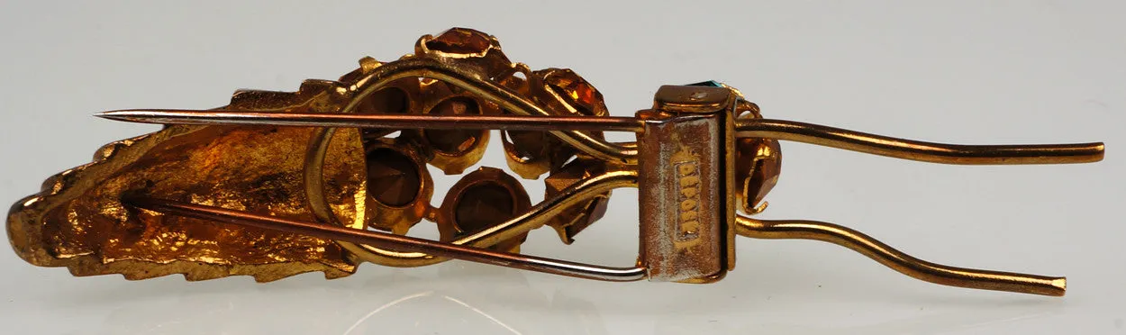 SOLD Vintage Rhinestone Wasp Clip Brooch Marked Déposé Made in France Pin