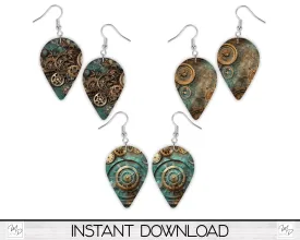 Steampunk Upside Down Teardrop Earring Design BUNDLE for Sublimation