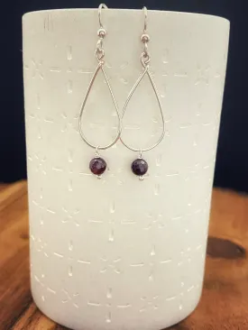 Sterling silver and garnet teardrop earrings