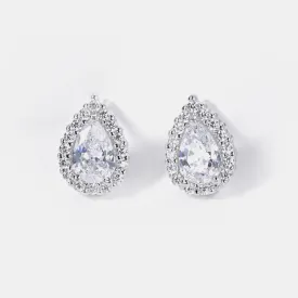 Sterling Silver Zircon Teardrop Shape Earrings