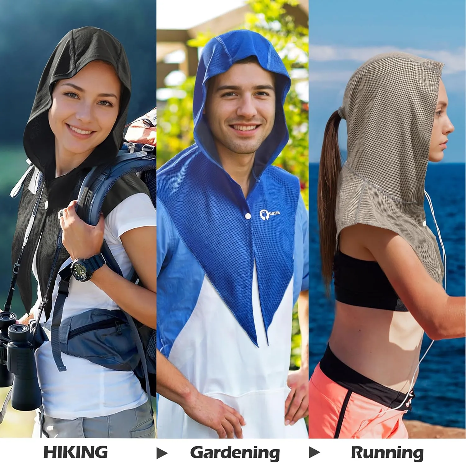 Sukeen Cooling Hoodie Towel, Instant Cooling Towels for Neck and Face, Quick Drying Cooling Towels for Hot Weather Workout