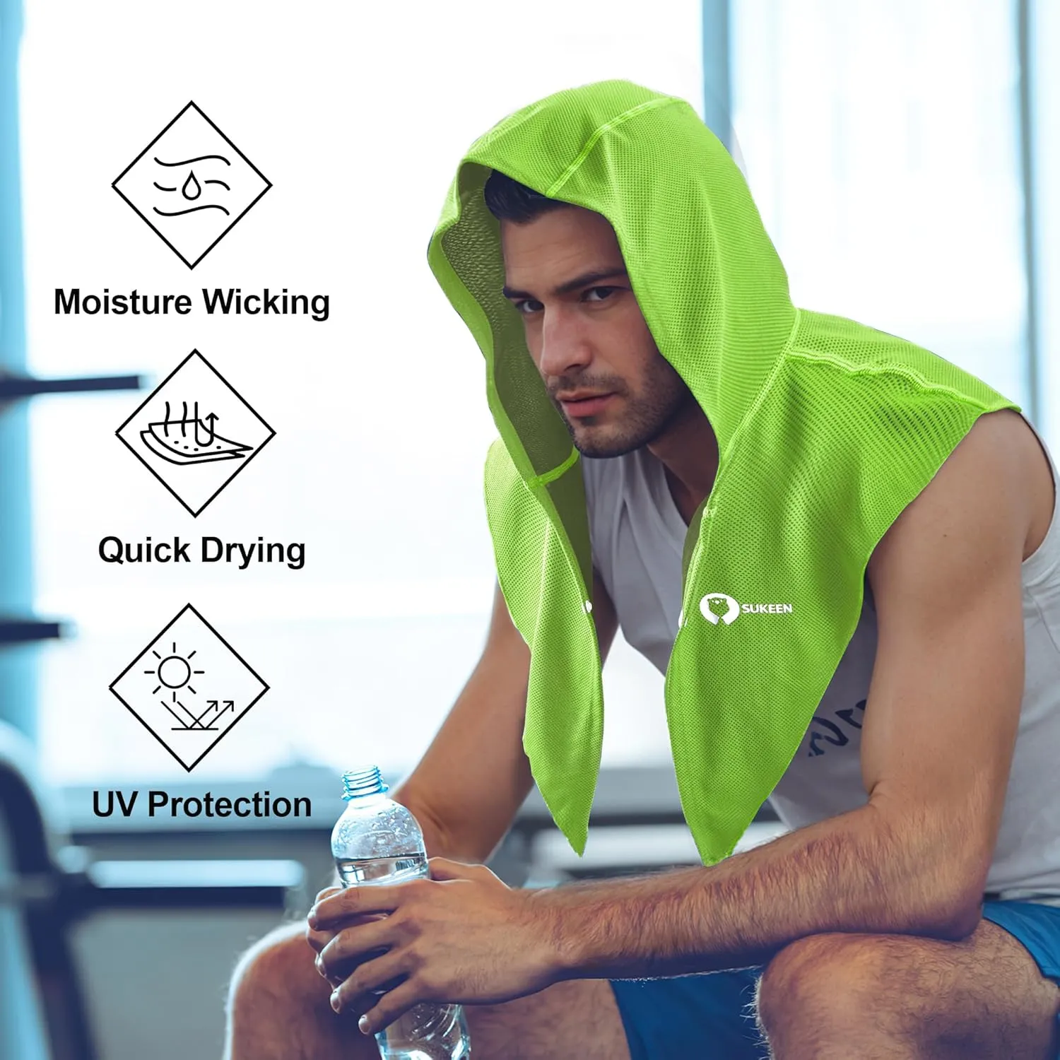 Sukeen Cooling Hoodie Towel, Instant Cooling Towels for Neck and Face, Quick Drying Cooling Towels for Hot Weather Workout