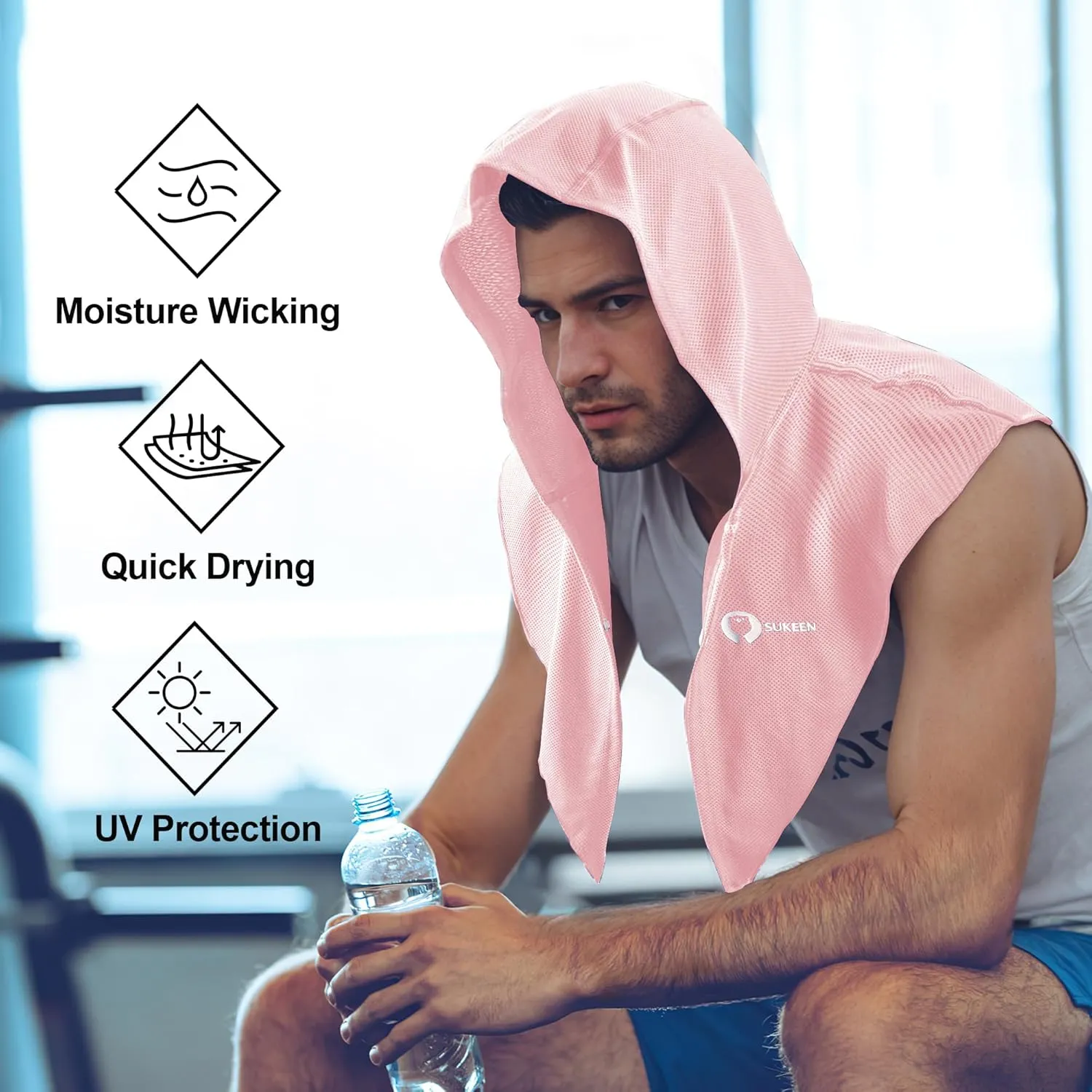 Sukeen Cooling Hoodie Towel, Instant Cooling Towels for Neck and Face, Quick Drying Cooling Towels for Hot Weather Workout