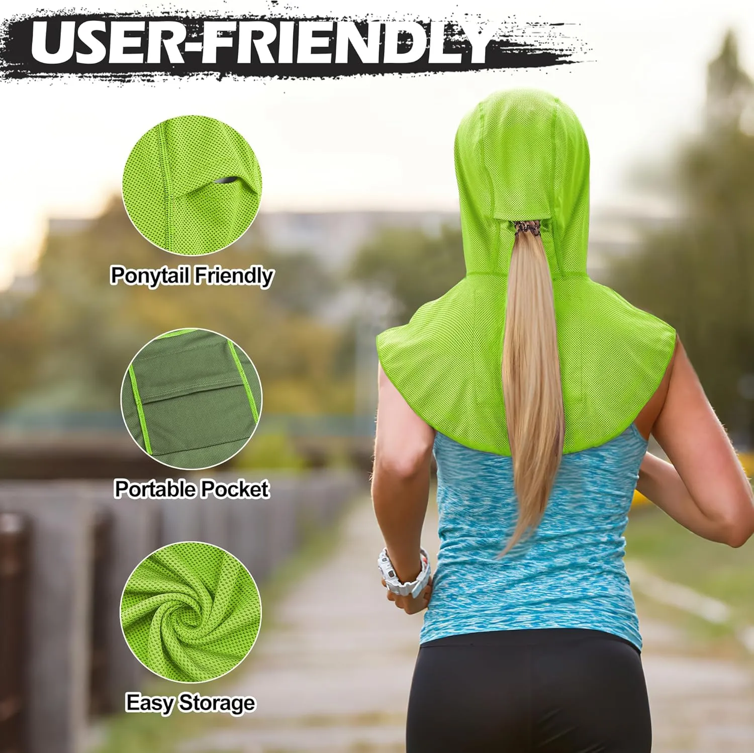 Sukeen Cooling Hoodie Towel, Instant Cooling Towels for Neck and Face, Quick Drying Cooling Towels for Hot Weather Workout