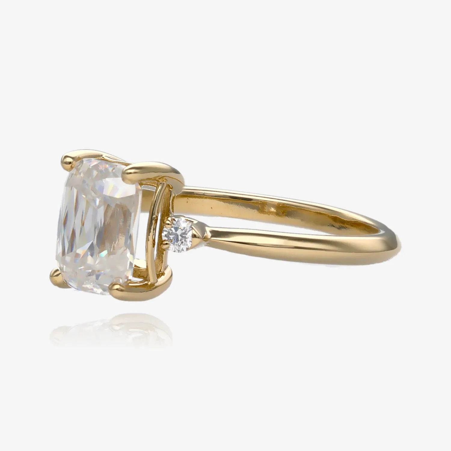 Tesseract Ring in Moissanite and Yellow Gold