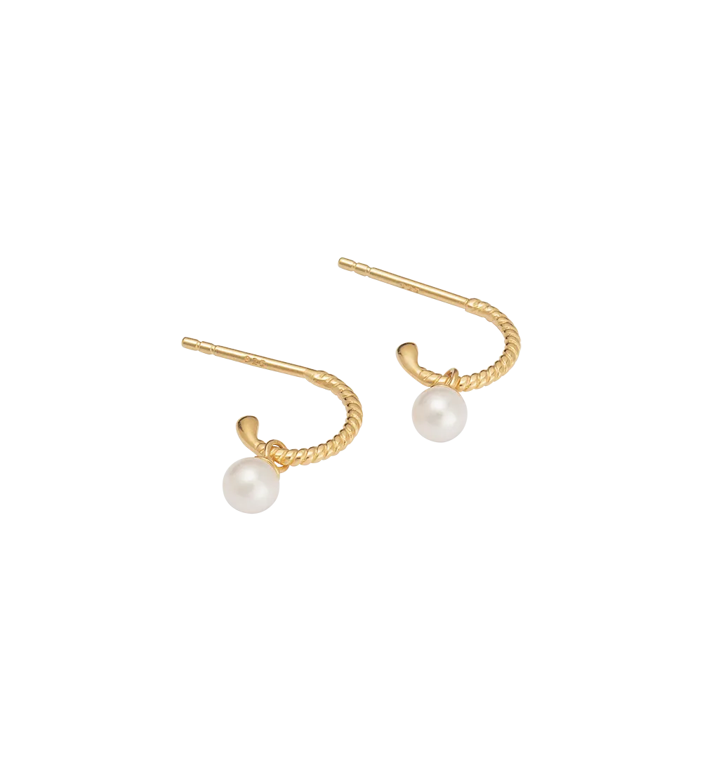 TINY PEARL HOOPS (18K GOLD PLATED)